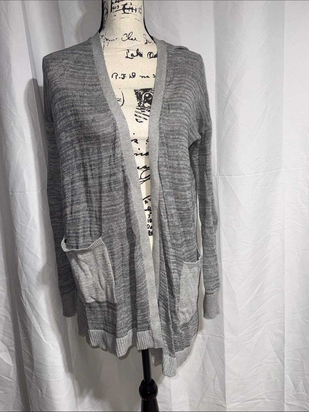 Calvin Klein Jeans Two-Tone Gray Open Cardigan
